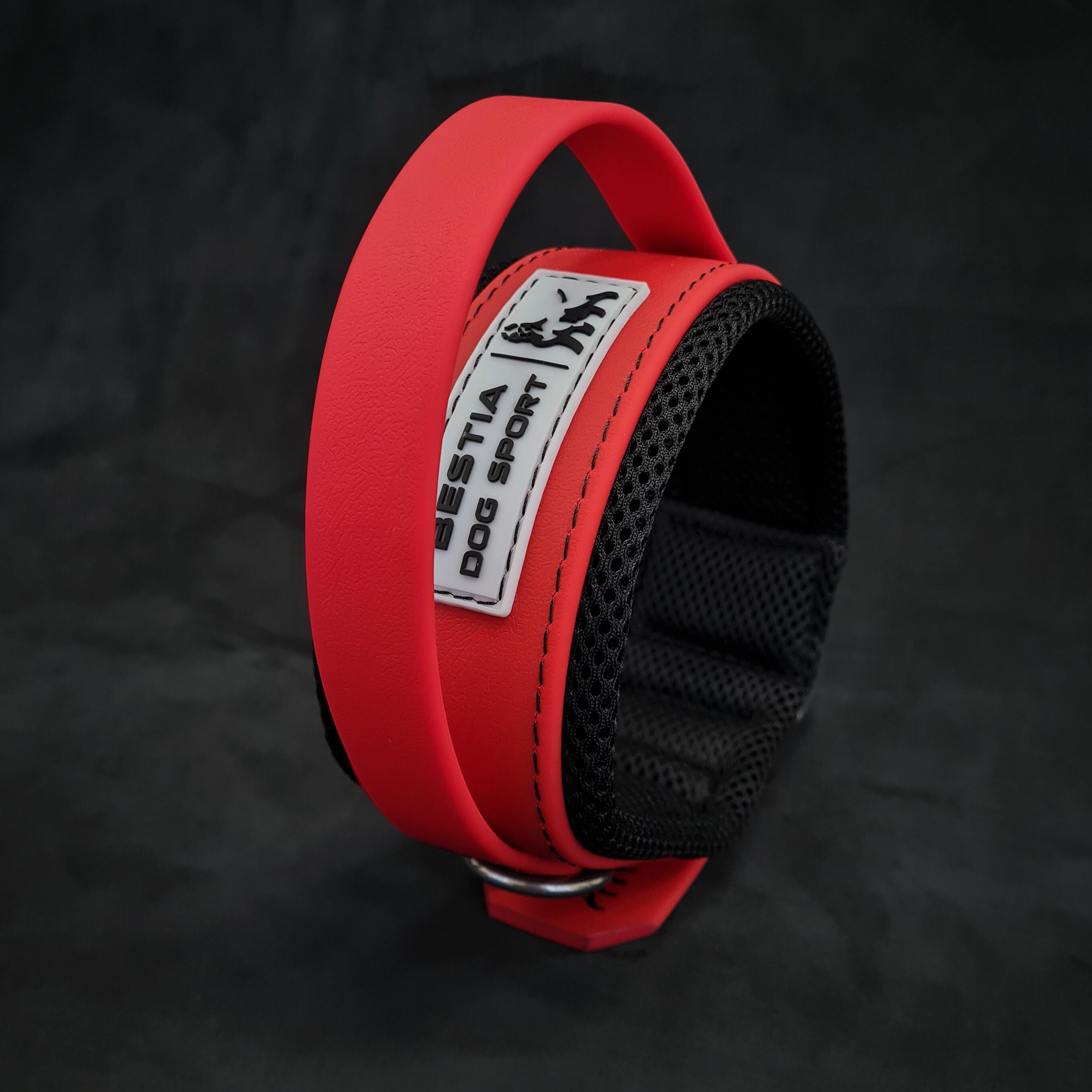BESTIA DOG SPORT HANDLE COLLAR ALL RED 