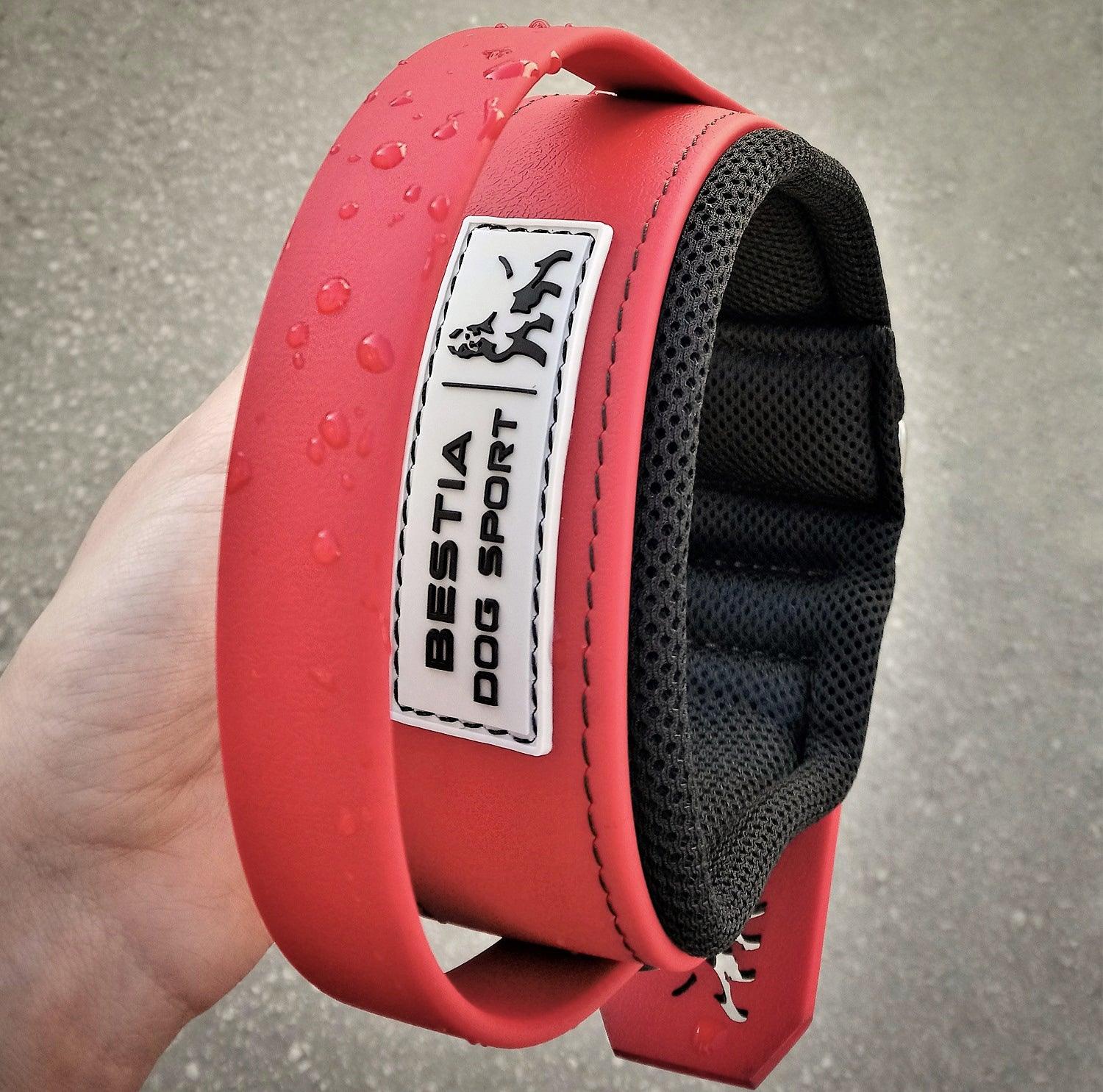 BESTIA DOG SPORT HANDLE COLLAR ALL RED 