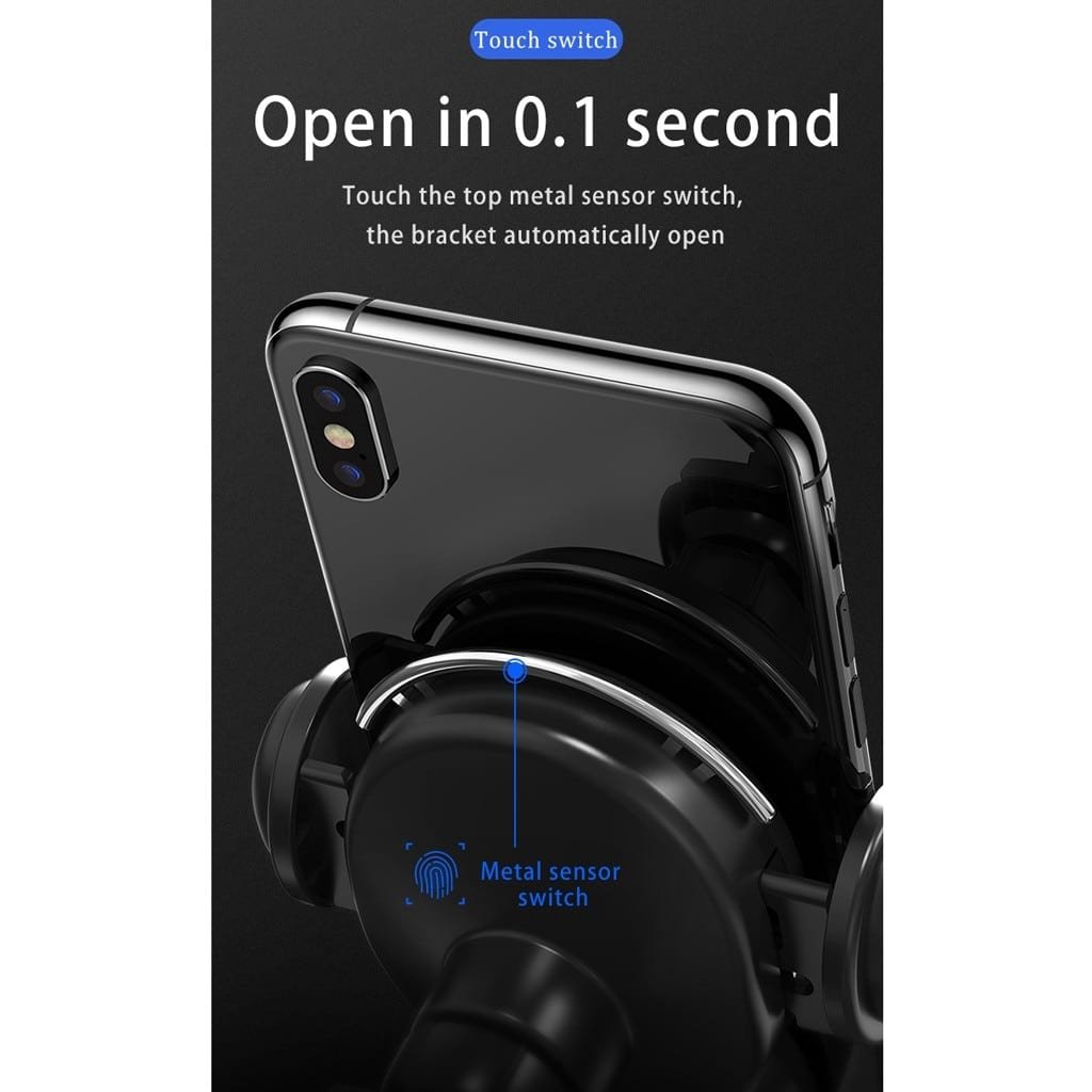 Caricabatterie rapido per auto con montaggio triangolare wireless da 10 W e bloccaggio automatico