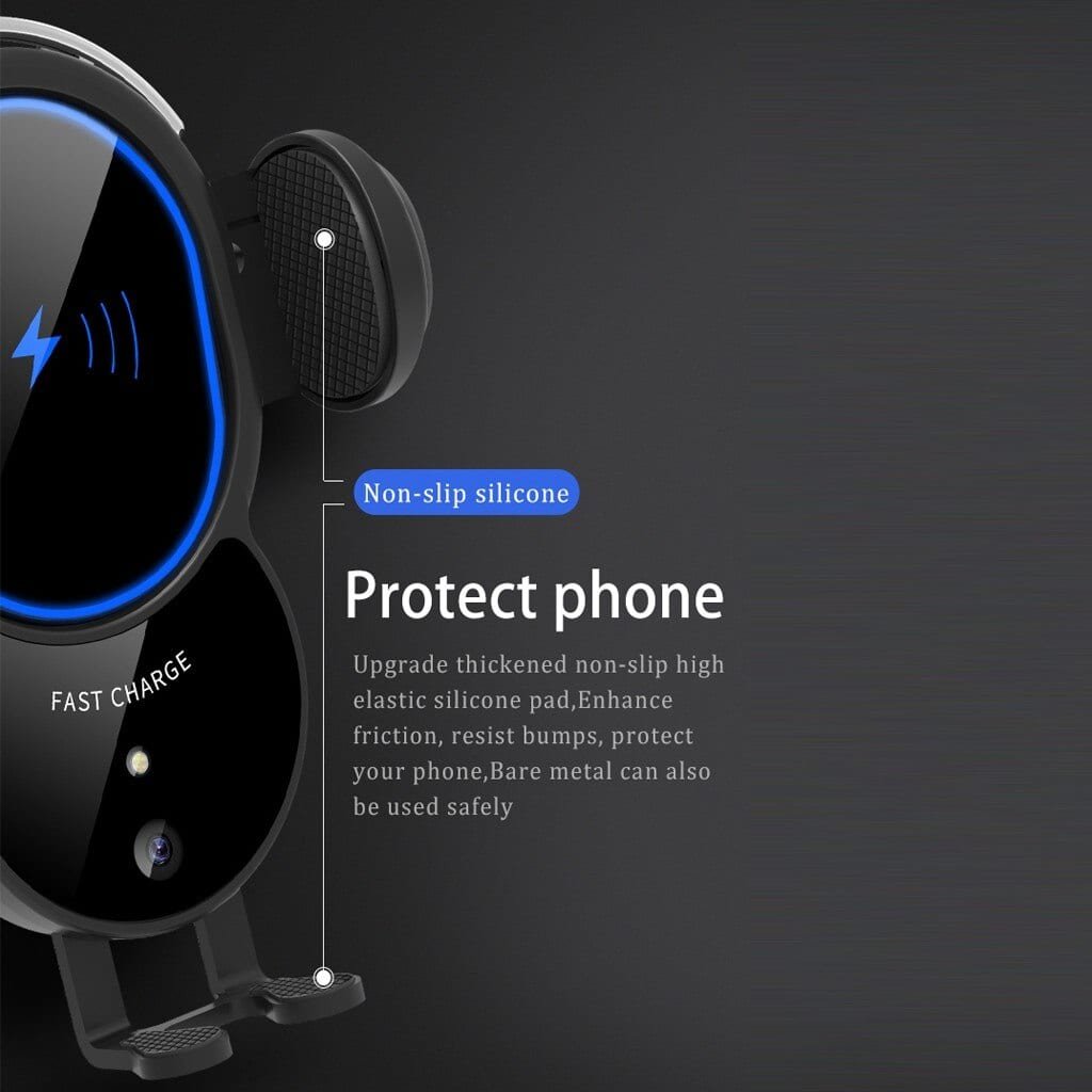 10W Wireless Triangle Mount Fast Car Charger with Auto Lock