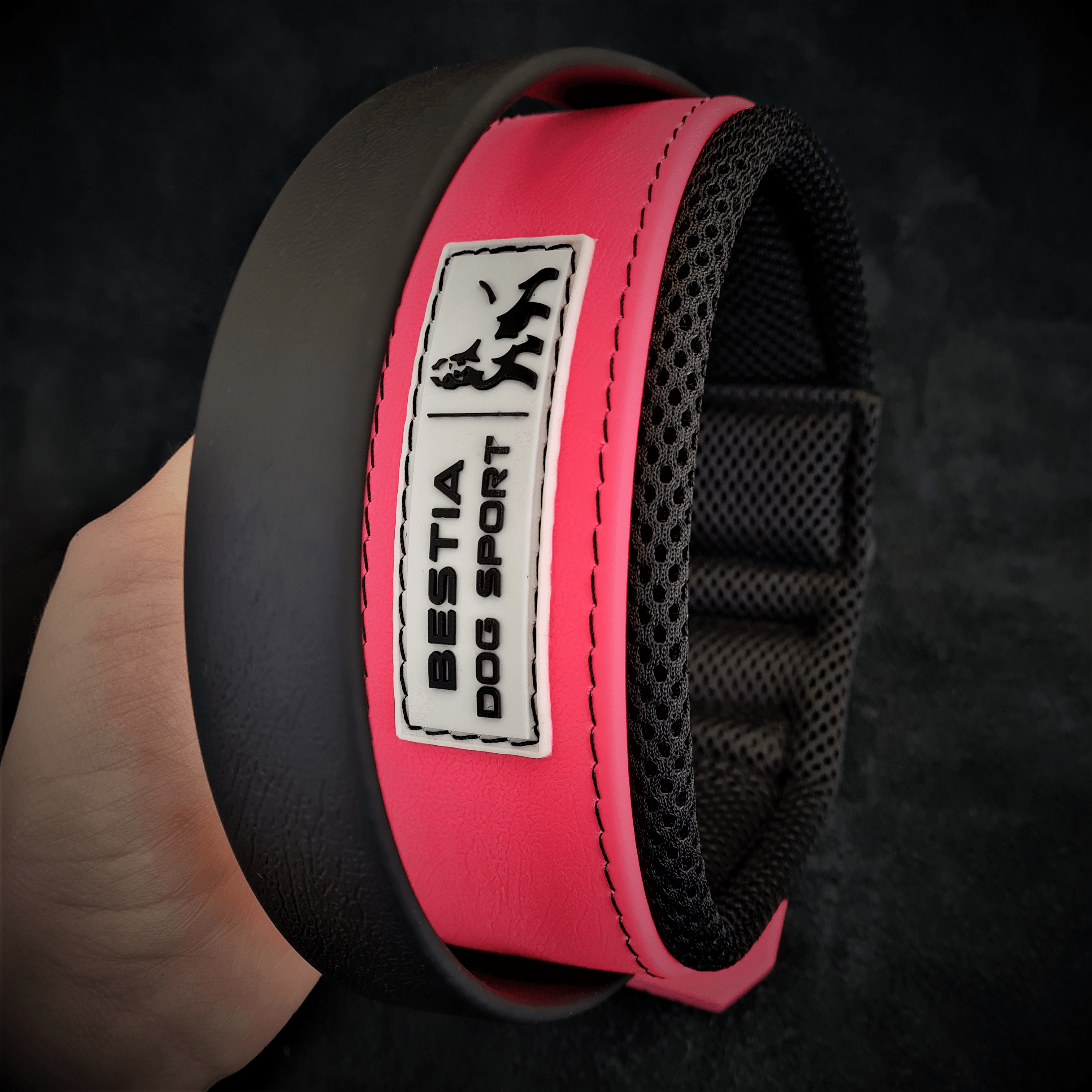 BESTIA DOG SPORT HANDLE COLLAR NEON PINK 